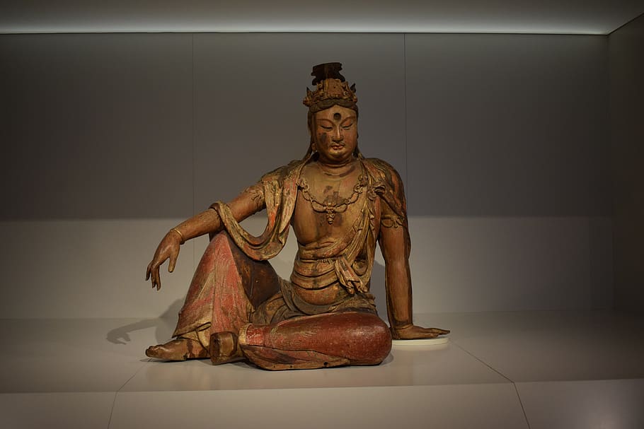 museum, sculpture, exhibition, buddha, religion, china, reclined, supported, wood, human representation