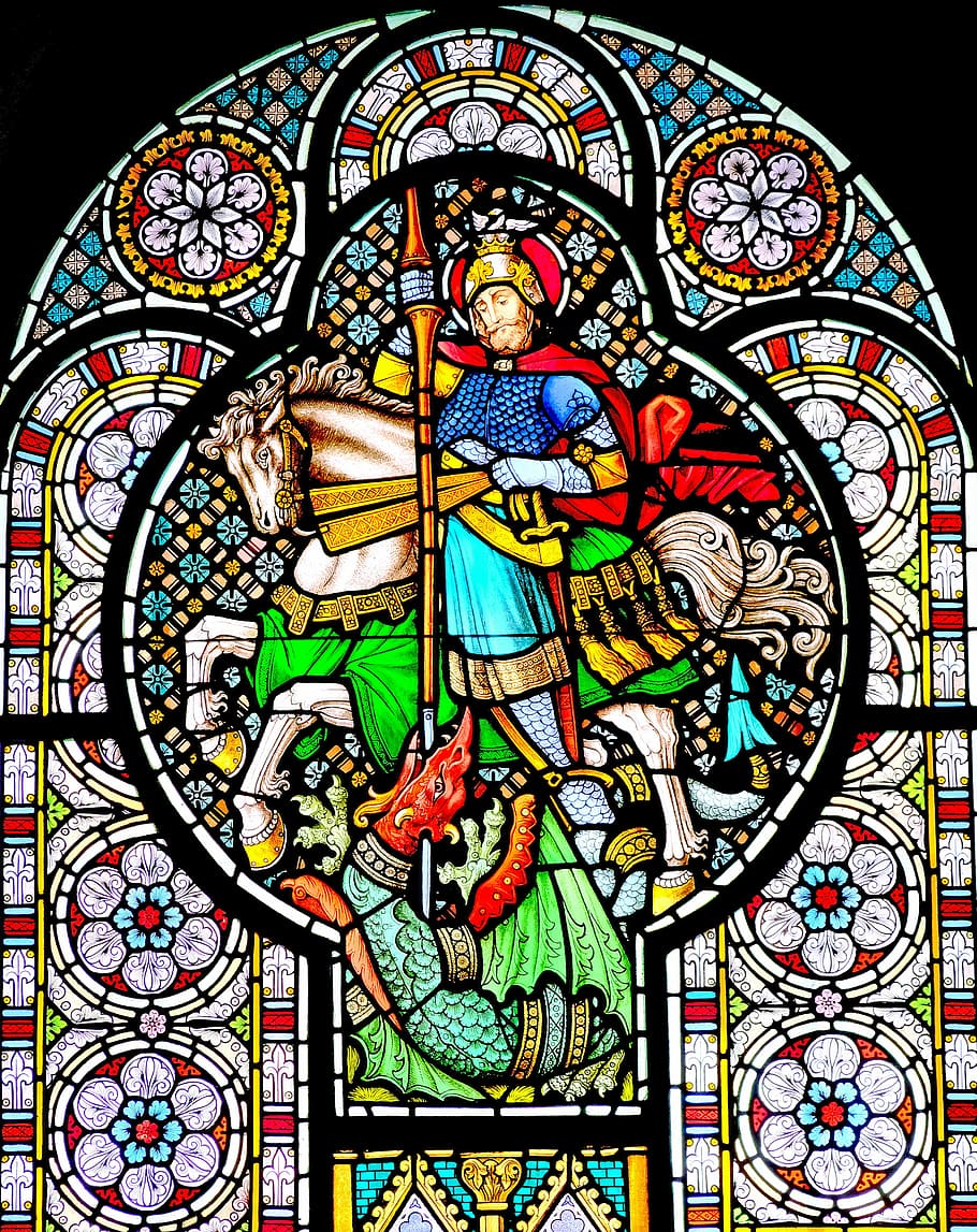 man, riding, horse mosaic, church window, church, window, glass window, stained glass window, stained glass, christian