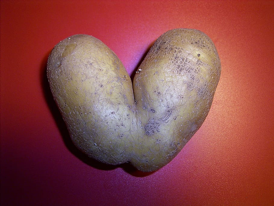 potato, shape, weird, double, heart, nutrition, organic, vegetable, vegetarian, studio shot