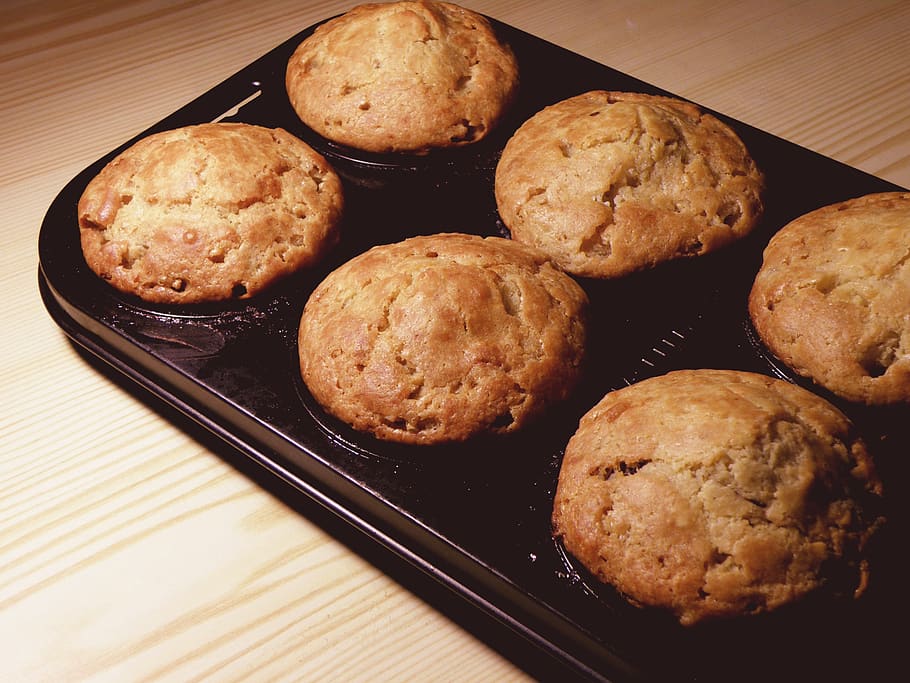 baking pan, muffin, the dough, baking, bun, food, food and drink, freshness, ready-to-eat, indoors