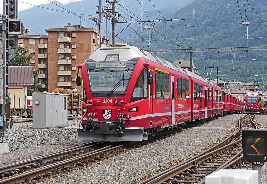 north, italy, Departure, Tirano, North Italy, departure in tirano, bernina railway, railway station, rail- cars, abe 8-12