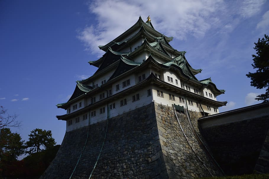architecture, castle, sky, old, travel, nagoya, japa, japan, tourism, landmark