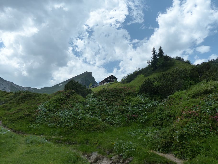 Landsberger, Mountain Hut, landsberger hut, hut, Mountains, alpine, box yoke, red lace, vilsalpseeberge, allgäualps