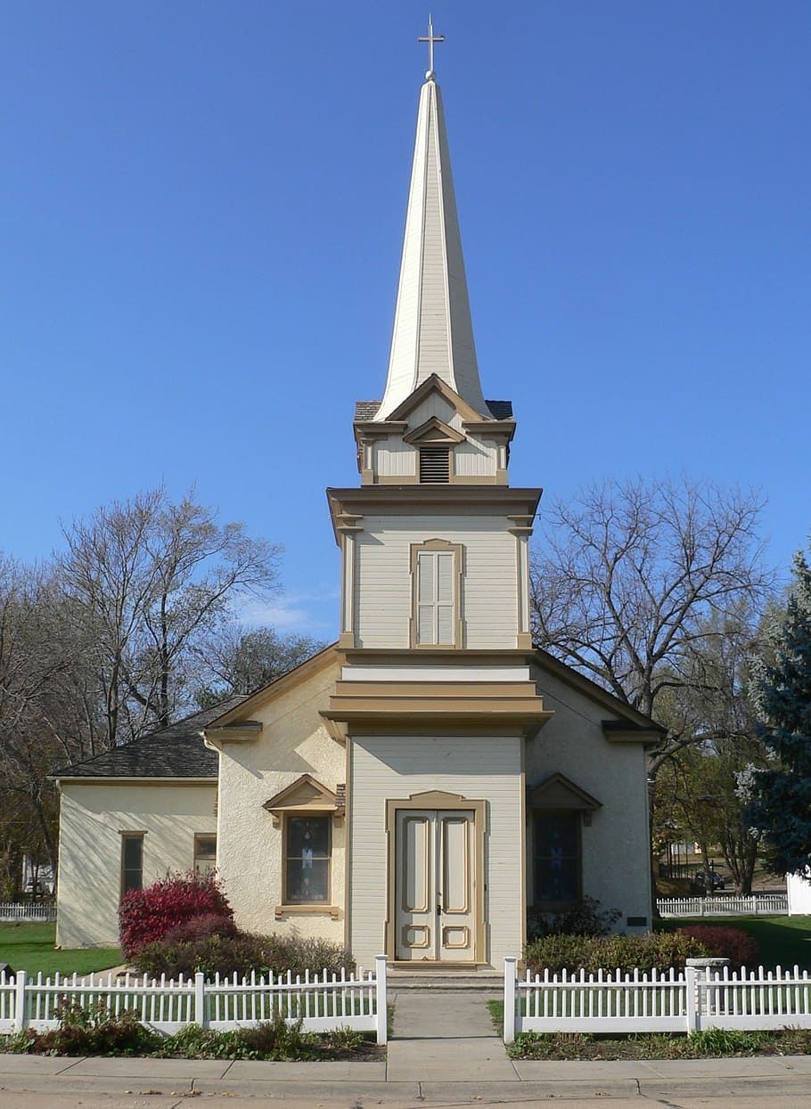 primero, iglesia presbiteriana, primera iglesia presbiteriana, Bellevue, nebraska, religioso, edificio, cristiano, frente, torre