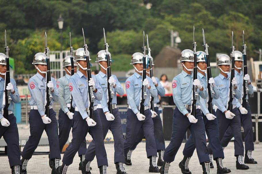 兵士, 名誉衛兵, 台湾, 軍服, 陸軍兵, パレード, 大勢の人々, 軍, 実在の人々, 軍事