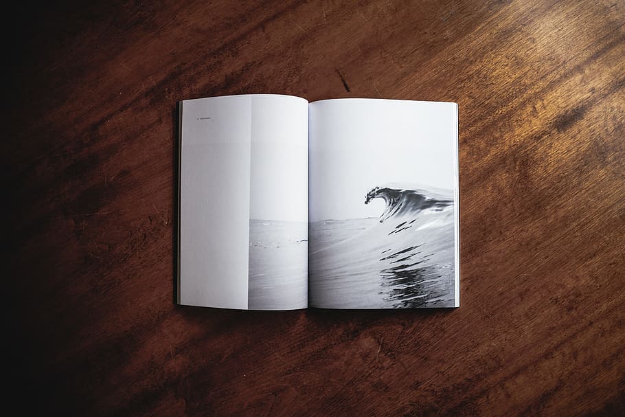 book, turned, page, waves, still, item, things, art, photography, open