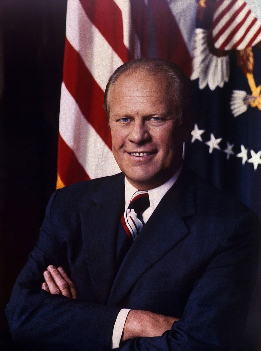 gerald ford photo, Gerald Ford, Photo, portrait, president, public domain, men, people, american Flag, uSA