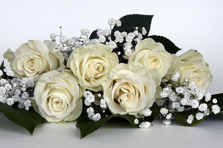 흰 장미 꽃다발, 장미, 장미 꽃, 꽃, 화이트, 라든지, 자연, 꽃다발, 사랑, 혼례