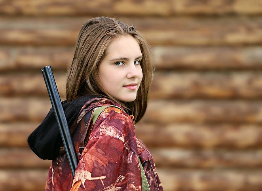 woman, holding, rifle portrait photo, girl, forester, the huntsman, the nature conservancy, hunting, shotgun, weapons