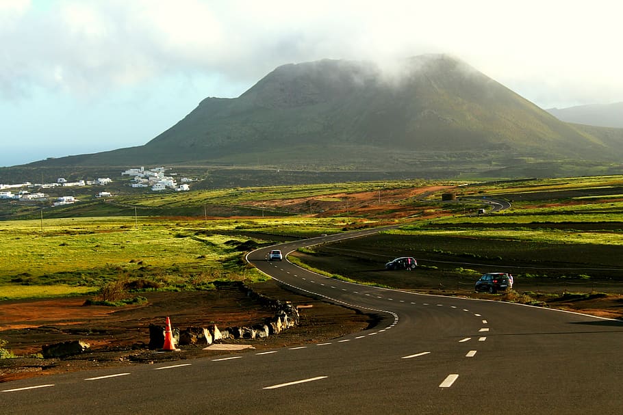 travel, mountain, nature, landscape, outdoors, canary islands, road, curves, lines, asphalt