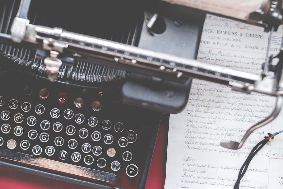closeup, carta, máquina de escrever, vintage, tipografia, comunicação, velha máquina de escrever, tradicional, máquina de escrever vintage, documento