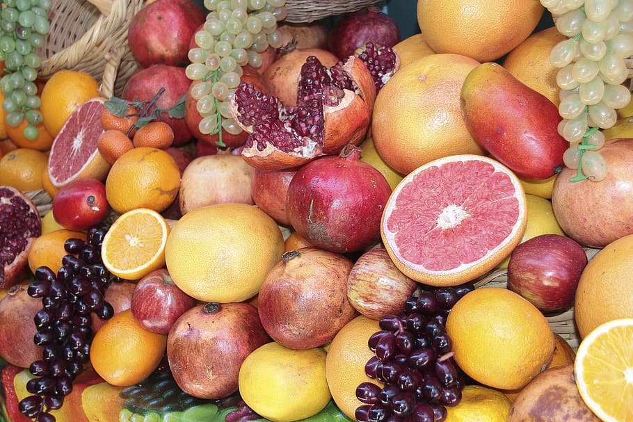 fruit, fruits, apple, delicious, sweet, exotic, mediterranean, pomegranate, grapes, food