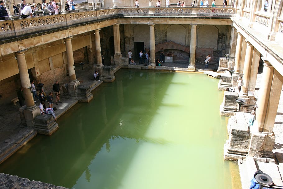 roman baths, bath, england, canal, architecture, famous Place, italy, venice - Italy, people, group of people