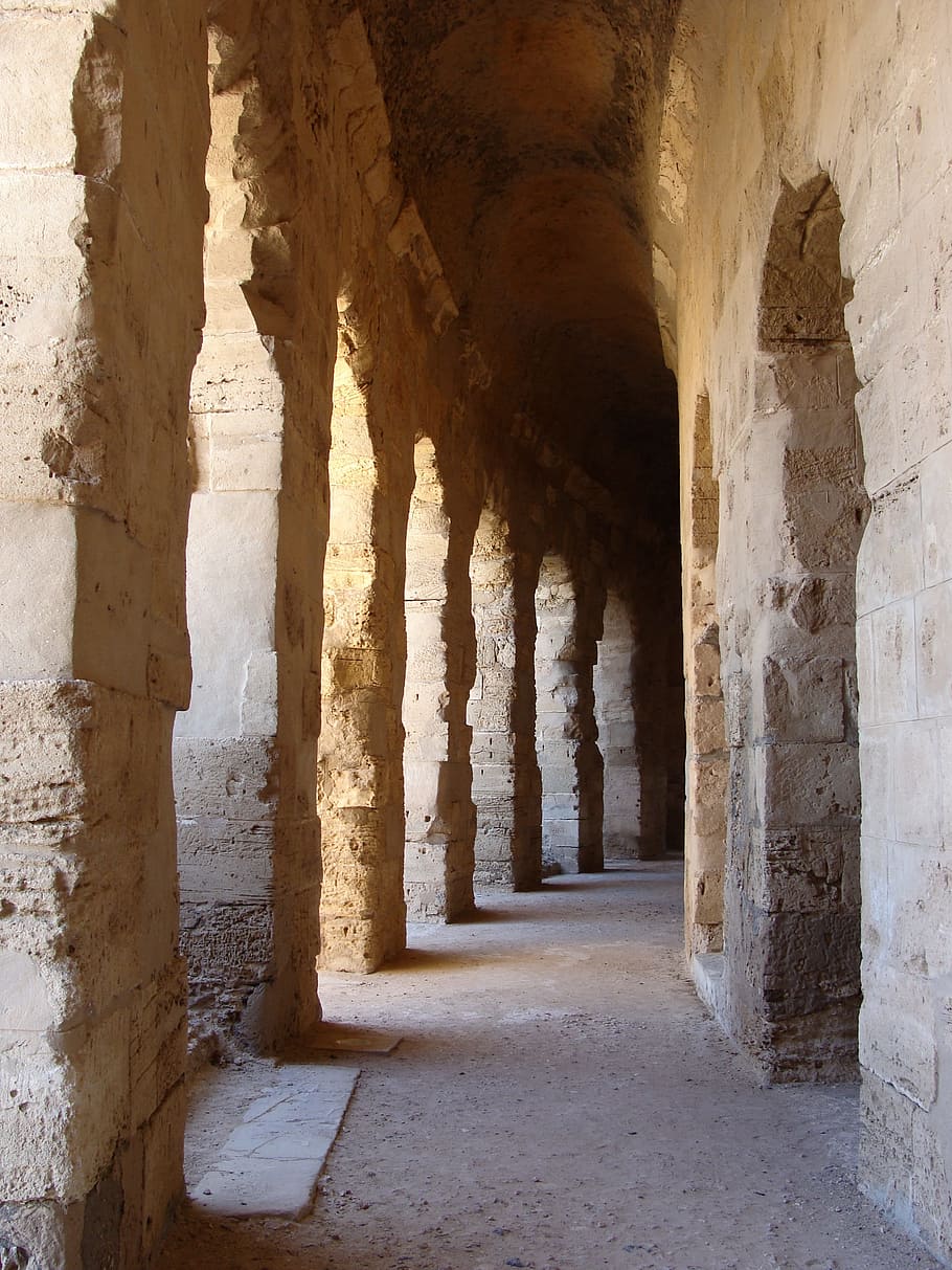 Romano, Ruinas, Antigua, Corredor, Luz, ruinas romanas, sombra, contraste, arquitectura, antiguo