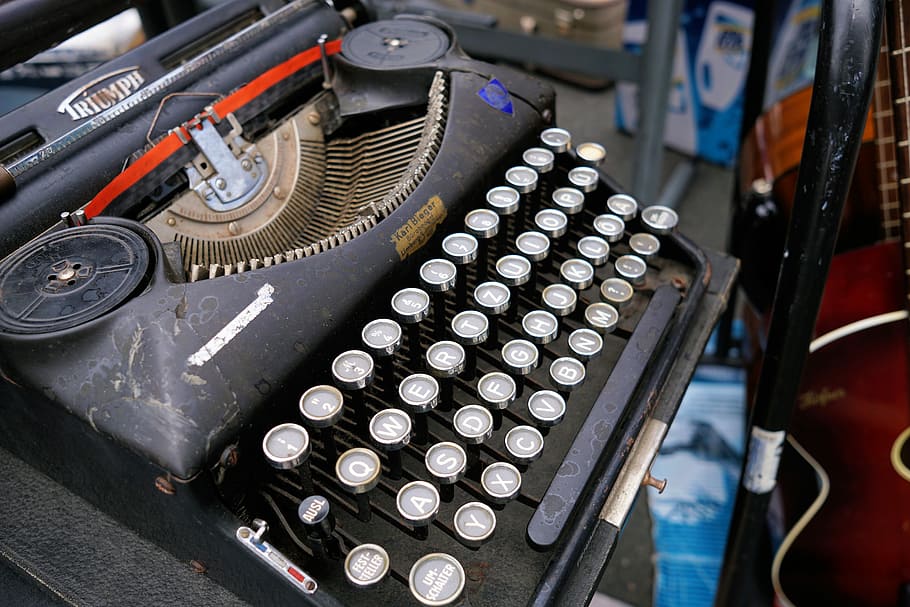 Máquina de escribir, Tap, Retro, Viejo, licencia, oficina, letras, llaves, máquina de escribir antigua, máquina
