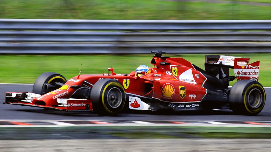 ferrari f, running, race track, daytime, Ferrari, F-1, formula 1, fernand alonso, f1, 2014 ferrari