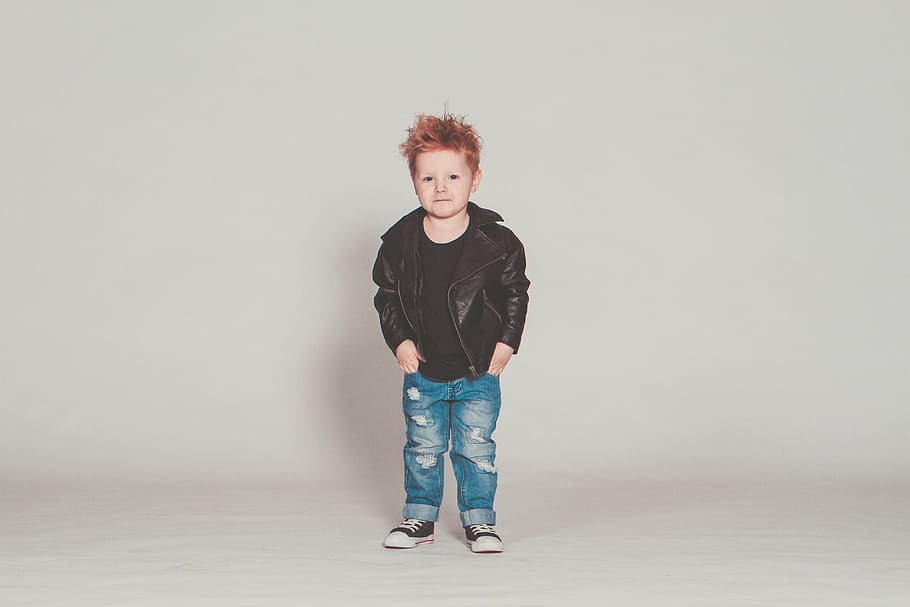 boy, standing, white, wall, baby, perfecto, rock, punk, leather jacket, model