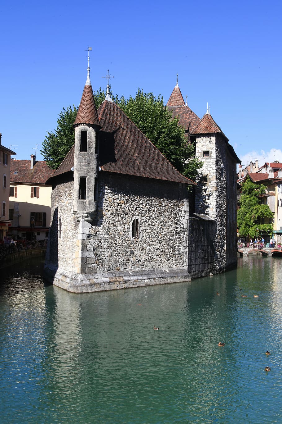 annecy, lake, prison, former, monument, water, sky, city, fortress, pierre