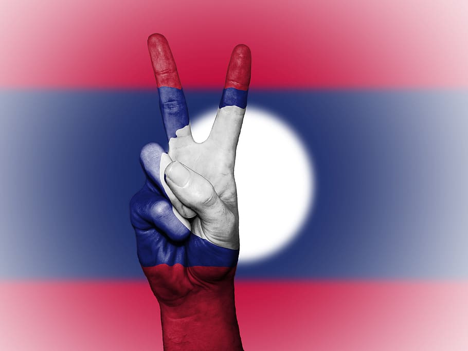 Laos, Peace, Hand, Nation, Background, banner, colors, country, ensign, flag