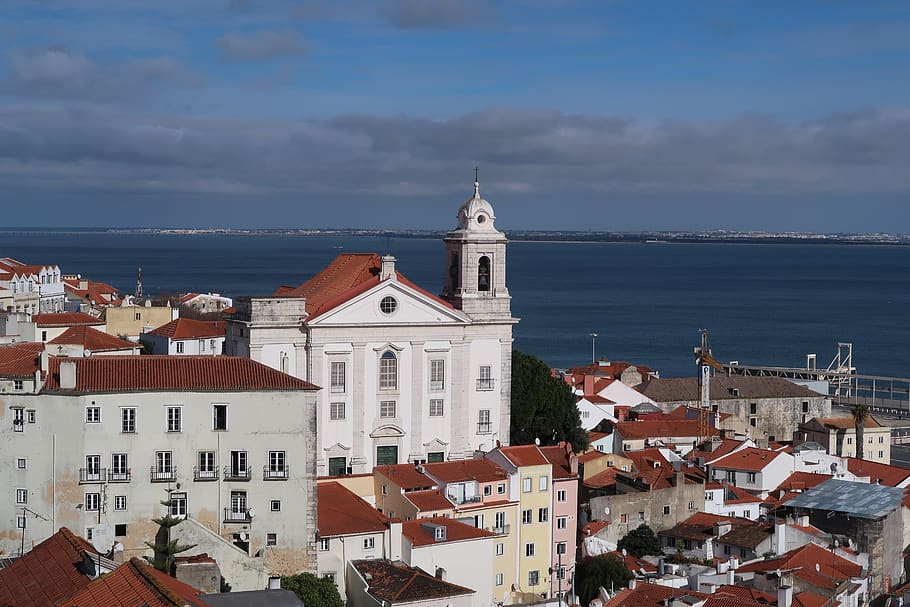 alfama, lisbon, tejo, church, lisboa, portugal, landmark, skyline, historic, building