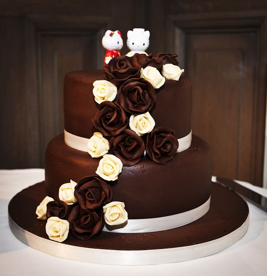 wedding cake, cake, chocolate, wedding cakes, wedding, food, sweet, dessert, celebration, decoration