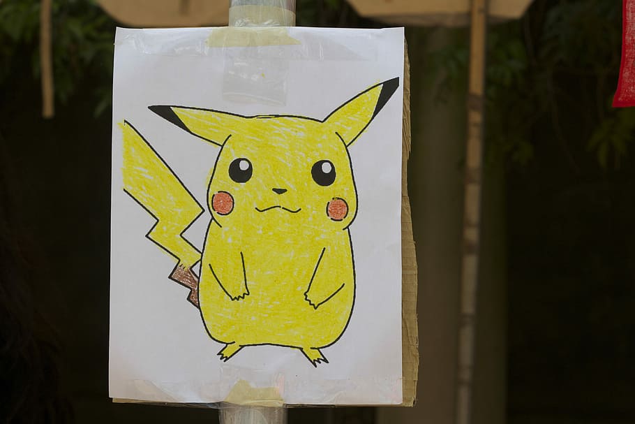 pintura pikachu pikachu, pokemon, pikachu, desenhos animados, representação animal, amarelo, ninguém, dia, close-up, ao ar livre