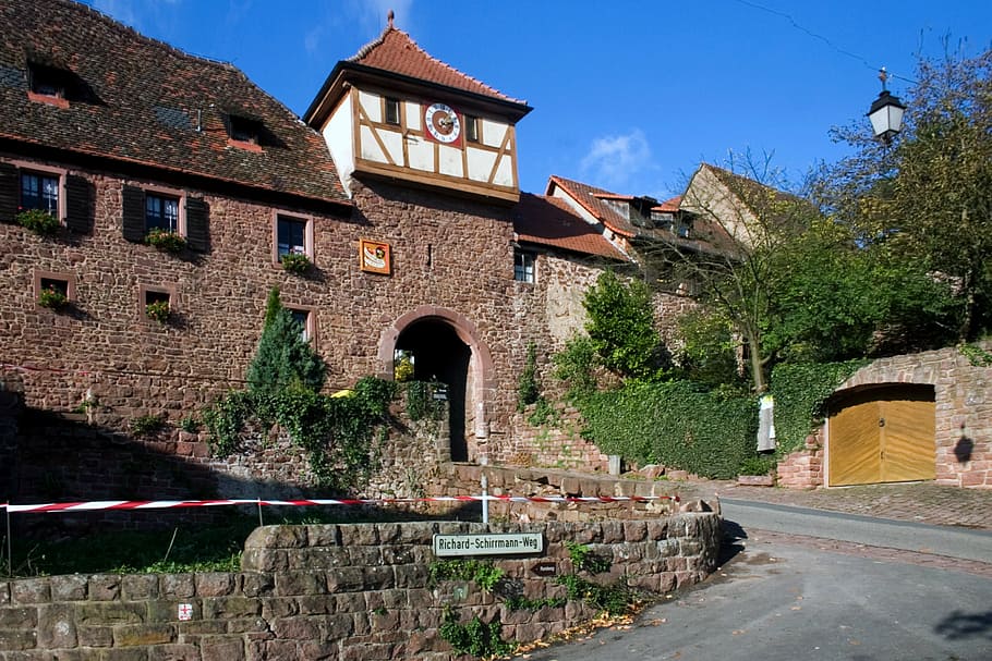 dilsberg, odenwald, muralha da cidade, portão da cidade, arquitetura, estrutura construída, exterior do edifício, edifício, árvore, história