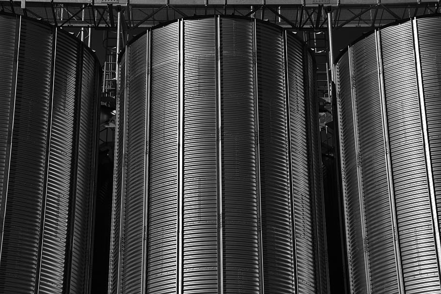 Silo, Agriculture, Stock, Reserve, storage, depot, metal, pipe, steel, stainless steel