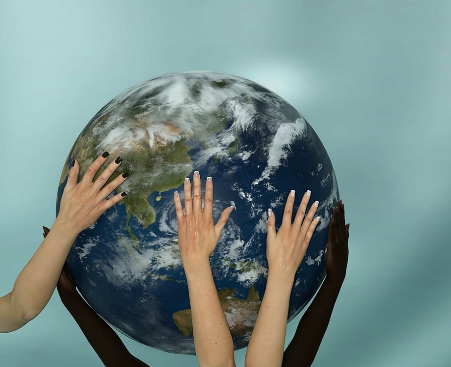 human, hands, holding, earth scale model, earth, globe, cooperation, harmony, planet - Space, globe - Man Made Object