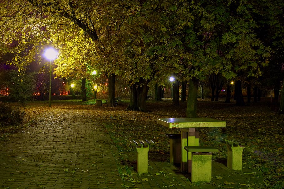 park, evening, night, lamp, dining table, sleep, relaxation, the silence, peace of mind, dark