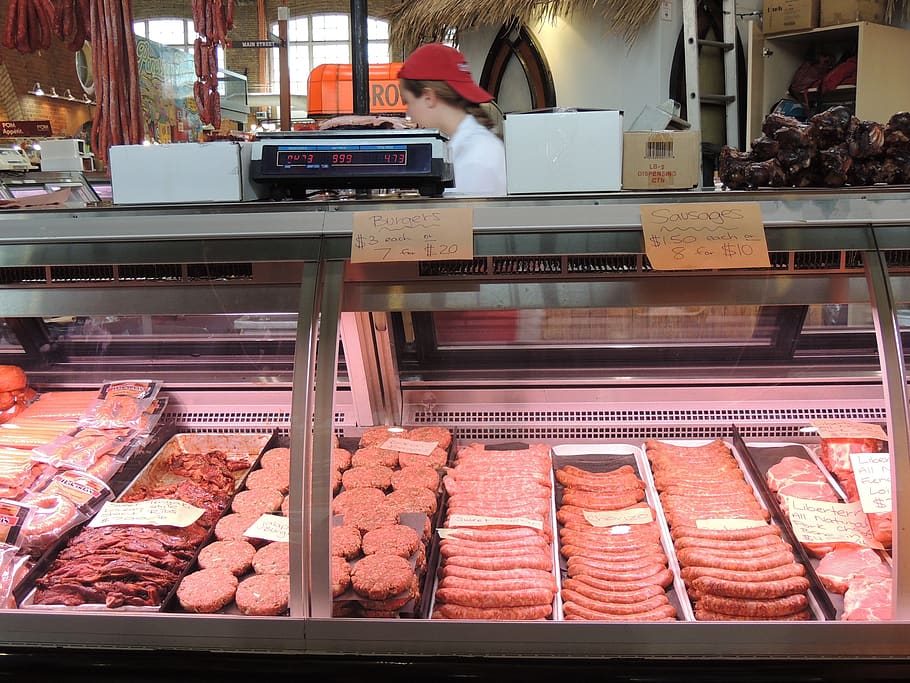 meat, embedded, burger, sausage, butchery, hot dog, food, plate, dinner, power supply