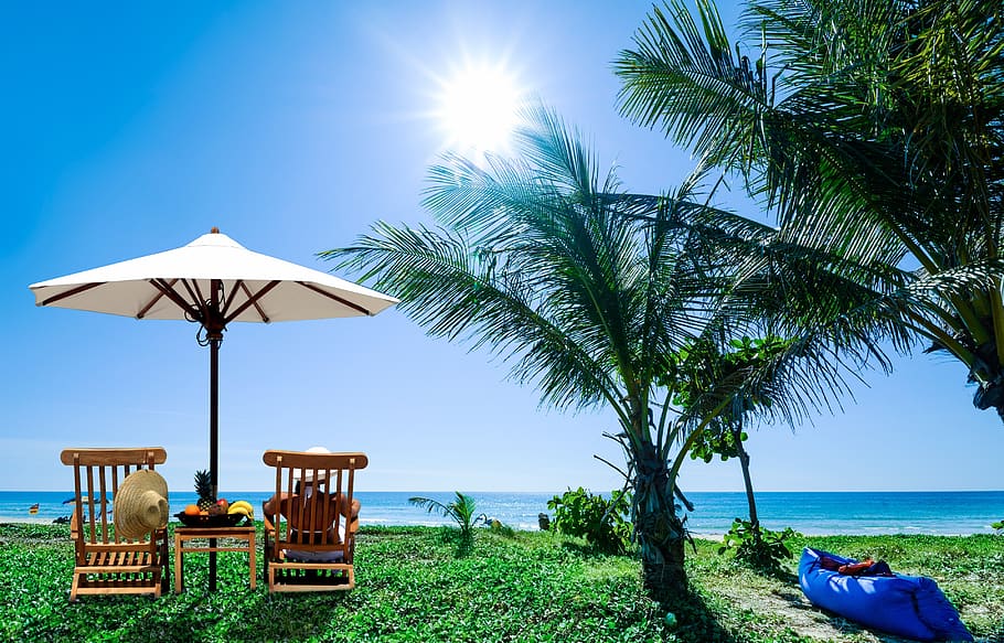 tropical, beach, relaxation, summer, sand, seashore, travel, sun, island, vacation