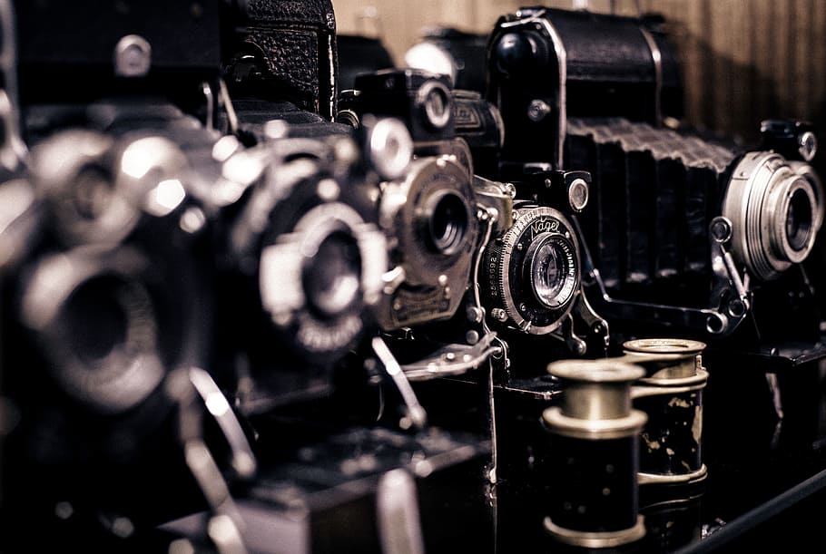 shallow, focus photography, vintage, cameras, photography, old, photographer, retro, grunge, antique