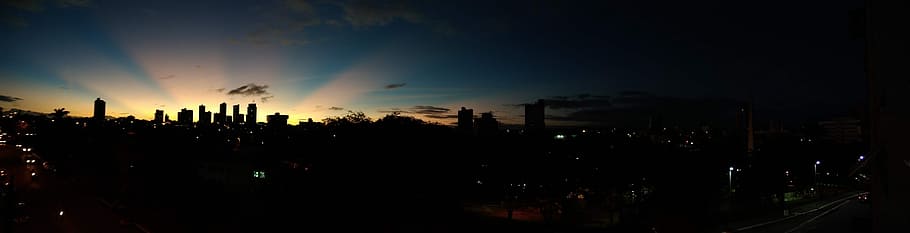 foto silhoutte, langit kota, Kegelapan, Cahaya, Kota, Campina Grande, pemandangan dalam damai, gelap, brazil, paraíba