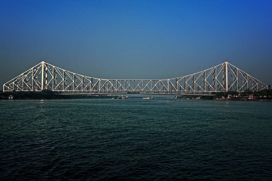 bridge, water, construction, sky, suspension, city, urban, architecture, travel, suspension bridge
