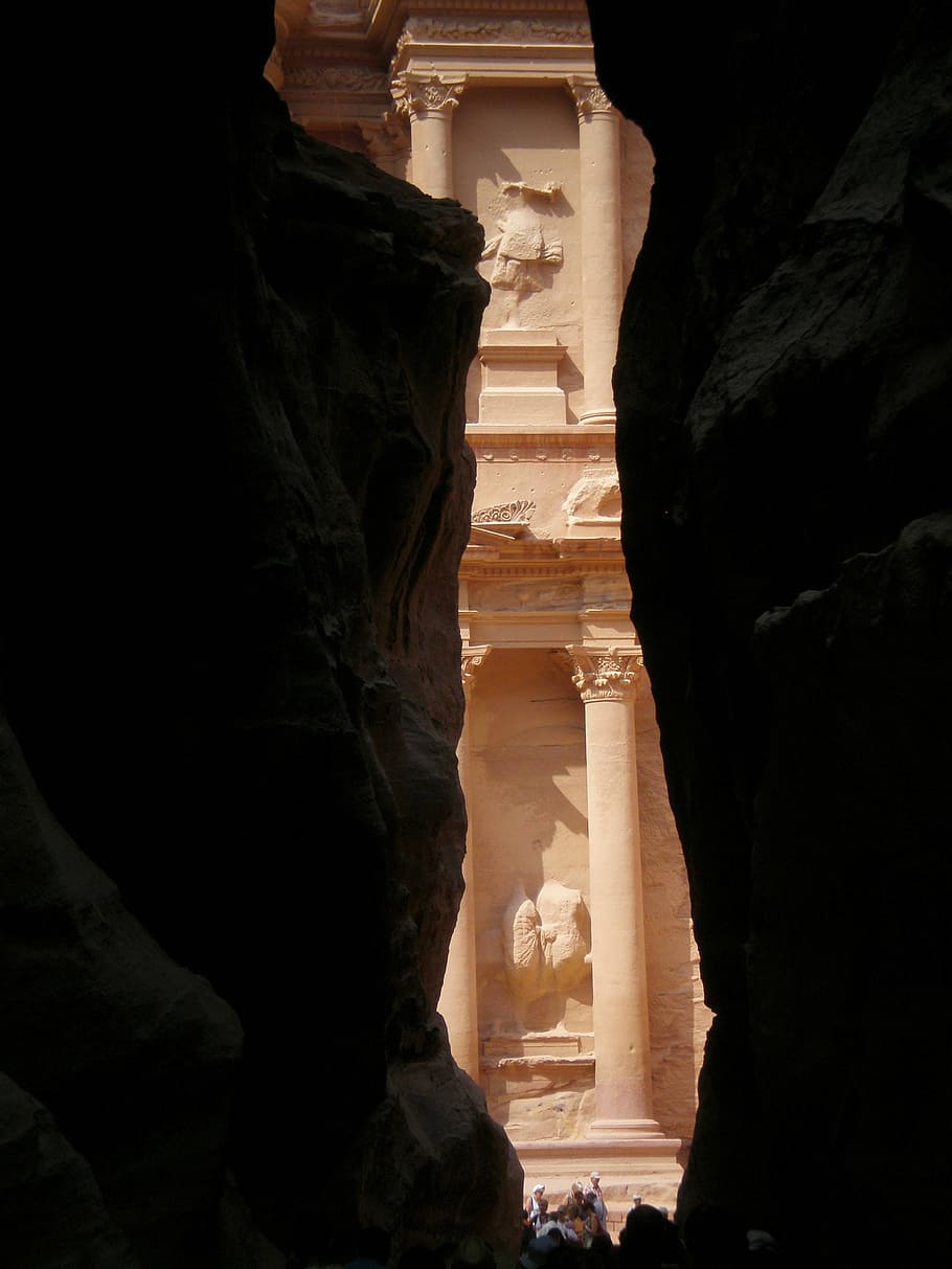 Jordânia, Petra, Monumentos, Tesouro, destinos de viagem, história, turismo, coluna arquitetônica, arquitetura, arenito