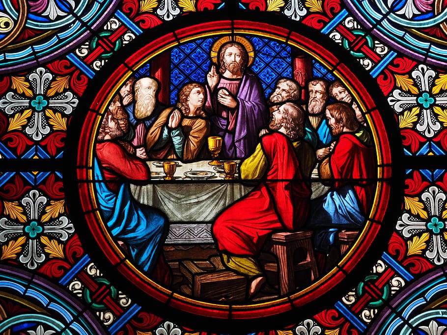 last, supper, stained, glass decoration, color glass window, last supper, basel, basel cathedral, glass, glass window