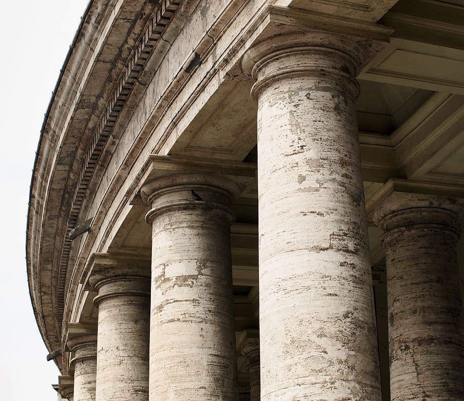 marble, pillars, old, building, structure, landmark, architecture, columns, weathered, roman