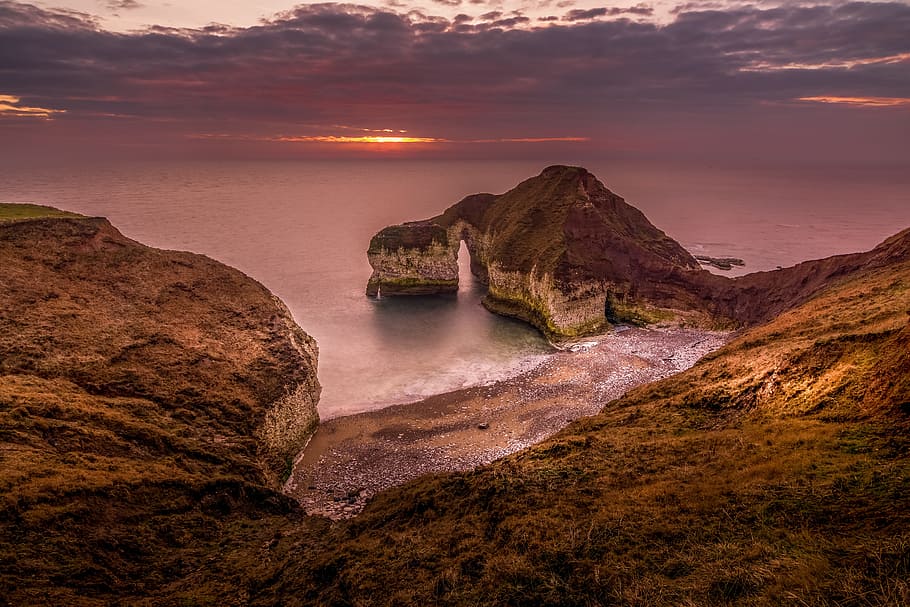 landscape photography, cliff, seascape, landscape, sunrise, sun up, dawn, golden hour, flamborough, bridlington