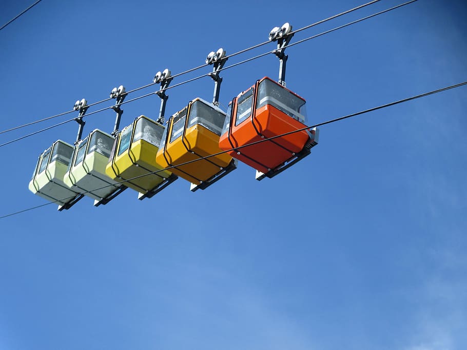 lift, cable car, Lift, Cable Car, hanging, sky, blue, ski Lift, outdoors, overhead Cable Car, steel Cable