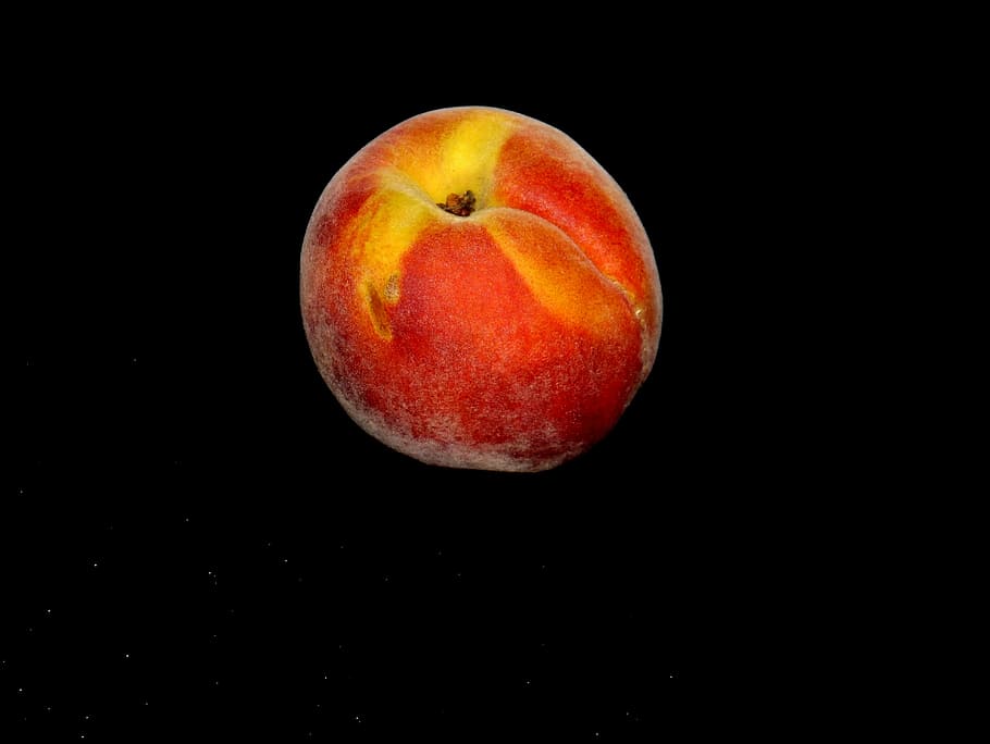 peach, red, yellow, fruit, healthy eating, studio shot, black background, food, food and drink, wellbeing