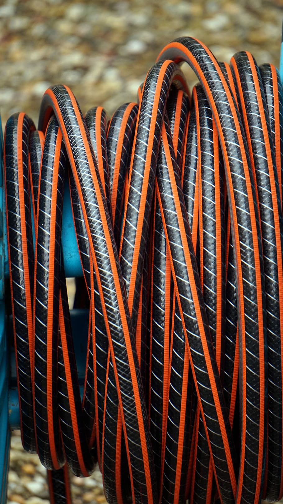 garden, hose, water, garden hose, metal, close-up, focus on foreground, pattern, spiral, cable