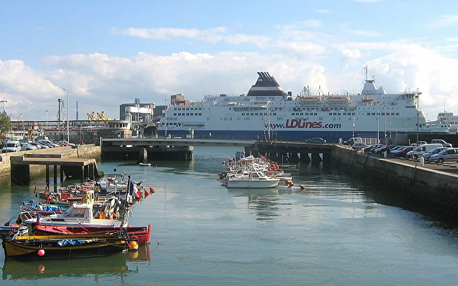 port, le, havre, Ferry, port of Le Havre, boats, clouds, photos, lake, public domain