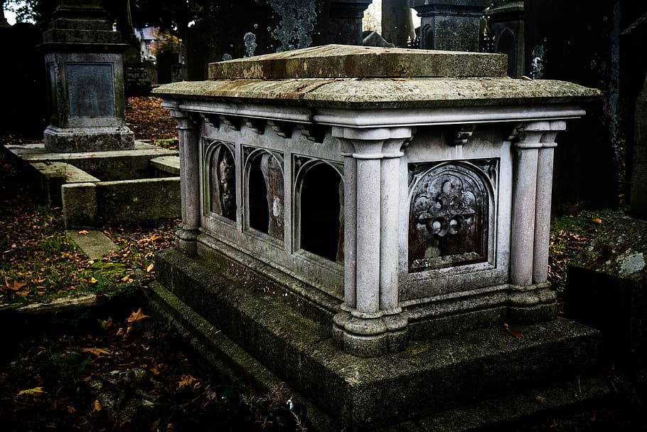 white, grey, concrete, tomb, glasnevin, dublin, ireland, cemetery, celtic, funeral