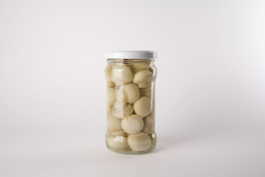 jar, mushrooms, canned, studio shot, pill, dose, indoors, healthcare and medicine, medicine, large group of objects