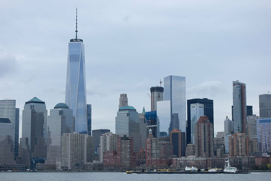new york, wtc, cityscape, kaki langit, bangunan, pencakar langit, nyc, manhattan, amerika serikat, amerika
