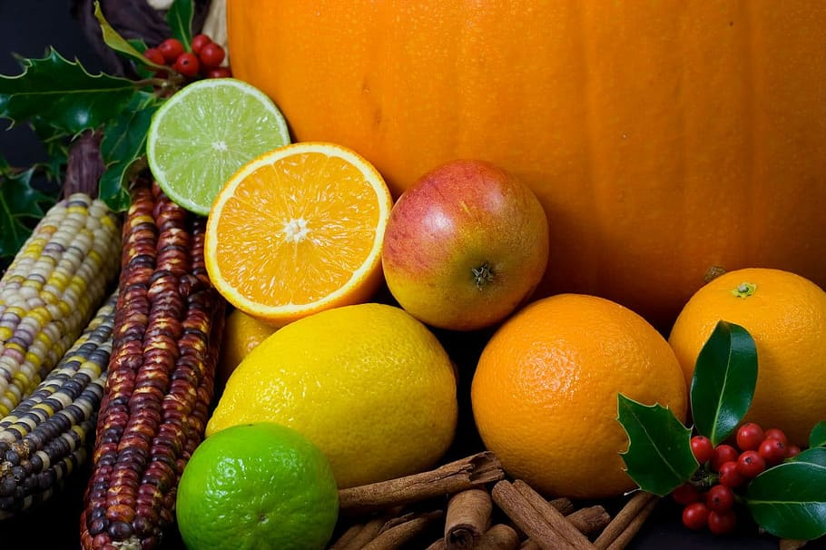 Autumn, Fall, Fruit, Citrus, Apple, autumn, fall, orange, lime, holly, food