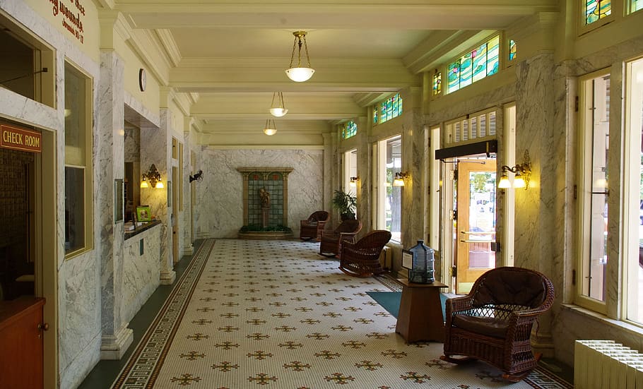 fordyce bathhouse lobby, hot, springs, national park, arkansas, stained glass, bathhouse, lobby, marble, ceramic
