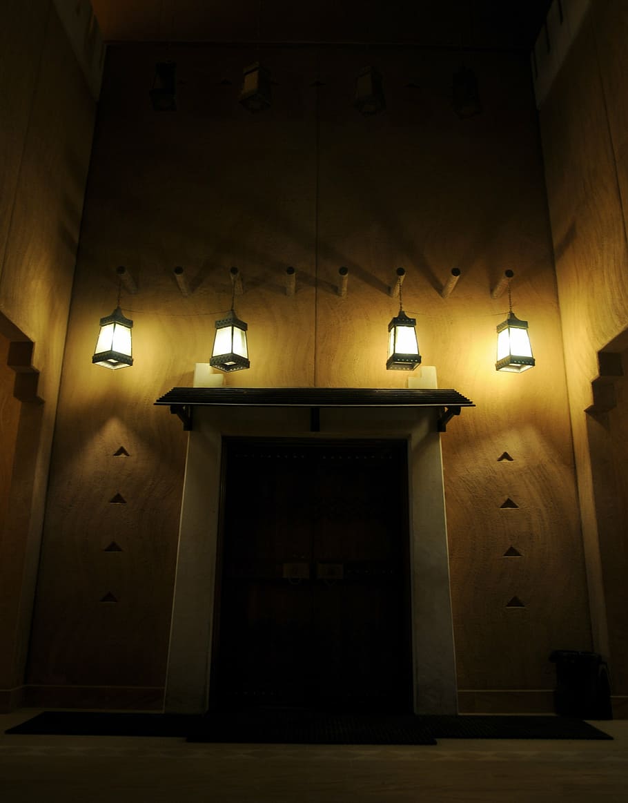 casa de barro, oscuro, luces, tradicional, arabia saudita, barro, arquitectura, viejo, interior, noche