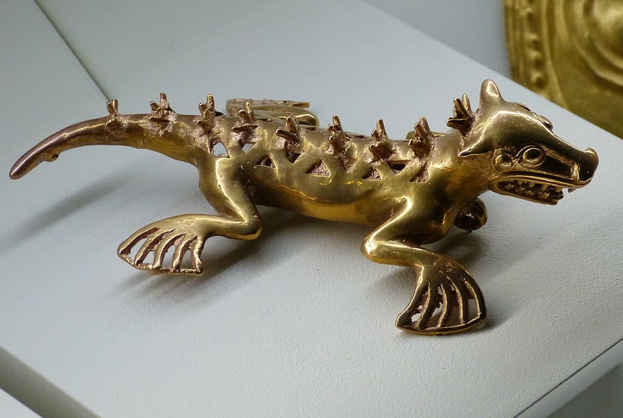 gold, historically, golden, figure, jewellery, costa rica, museum, sculpture, animal, predator